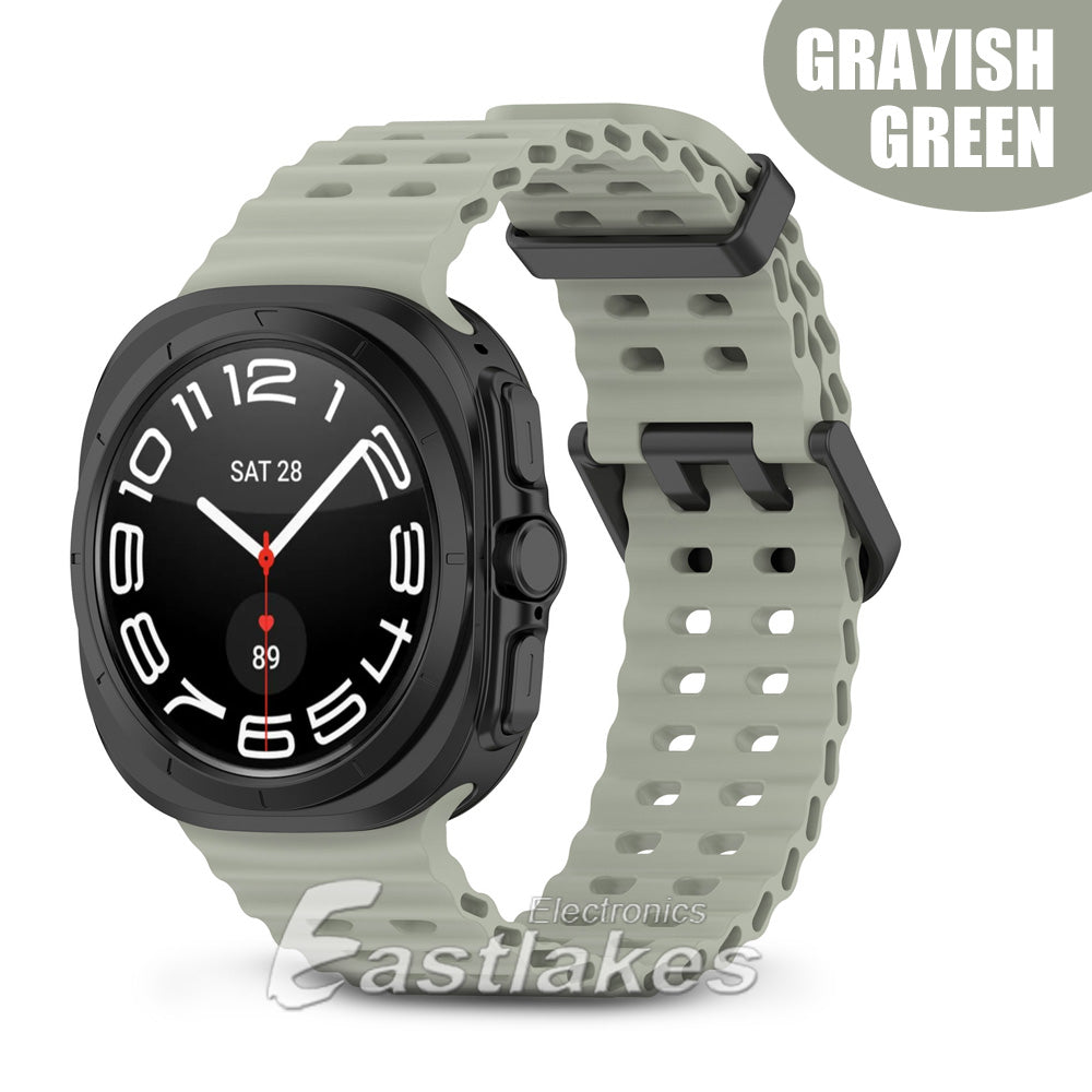Samsung Galaxy Watch Ultra 47mm Silicone Sport Watch Strap Band Green Grey - Eastlakes Electronics